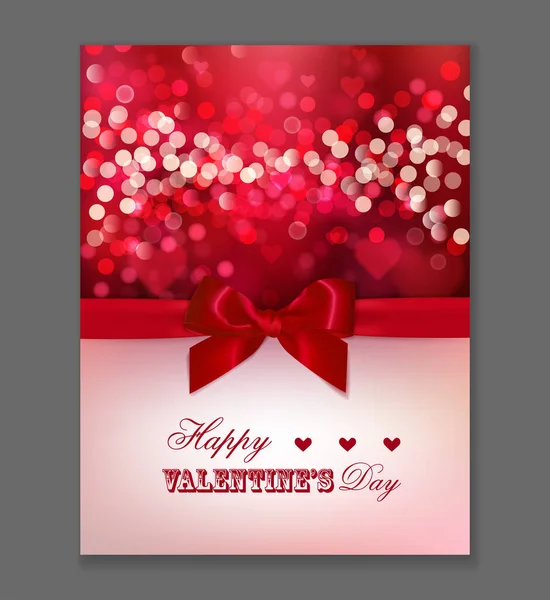Red Blurred Background Sparkles Valentines Day Background Greeting Card Design — Stock Vector