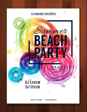 Yaz Sahil Partisi. Gün batımı. Broşür, Poster şablonu - Vektör Tasarımı