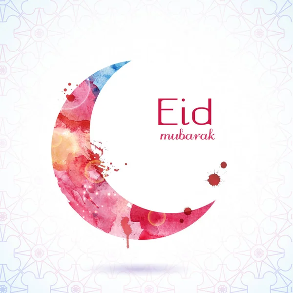 Karta Eida Mubaraka Ramadán Pozdravuje Pozadí Barevný Měsíc Vektorová Ilustrace — Stockový vektor