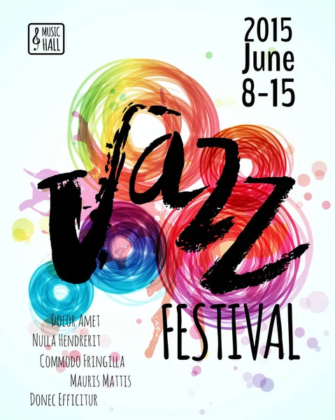 Jazz Blues Festival Musique Poster Modèle Fond Brochure Affiche Typographique — Image vectorielle