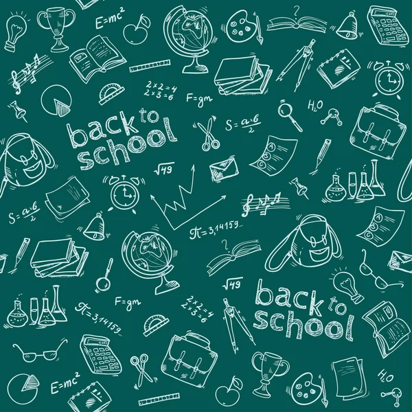Welcome Back School Seamless Pattern Hand Drawn Doodle Elements Vector — Stock Vector