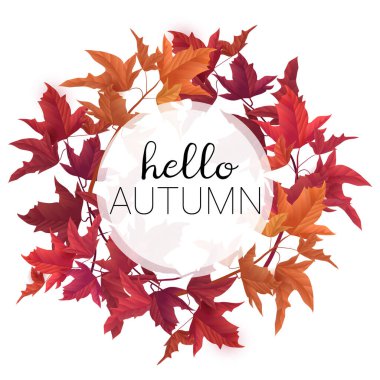 Merhaba sonbahar vektör tasarım şablonu. Sonbahar arkaplanı