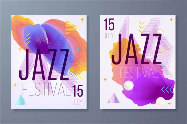 Festival Música Jazz Modelo Fundo Cartaz Trendy Gradiente Cores Brilhantes — Vetor de Stock