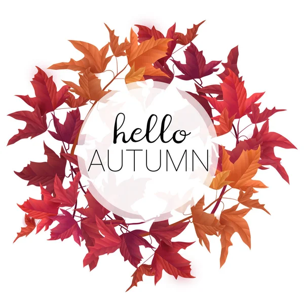 こんにちは秋のベクターデザインテンプレート 秋の背景 — ストックベクタ