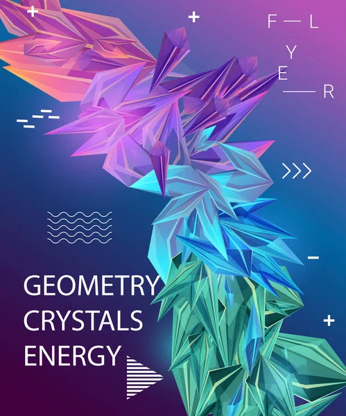 Abstrakter Geometrischer Hintergrund Mit Bunten Facettierten Kristallen Flyer Oder Plakatvorlage — Stockvektor