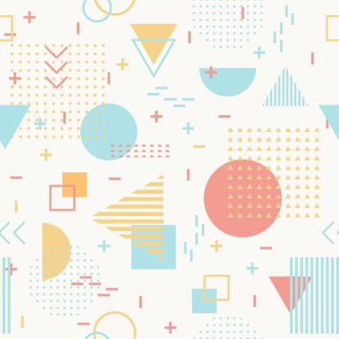 Moda ve duvar kağıtları için geometrik kusursuz desen. Moda için Memphis tarzı.