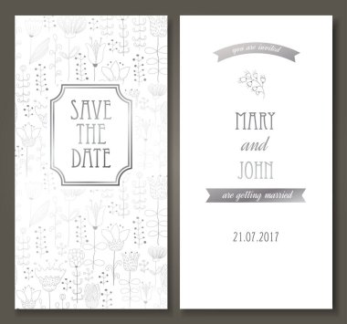 Gümüş desenli vintage vektör şablonları. Tarihi kaydet, bebek partisi, anneler günü, sevgililer günü, doğum günü kartları, davetiyeler için kullanılabilir.. 