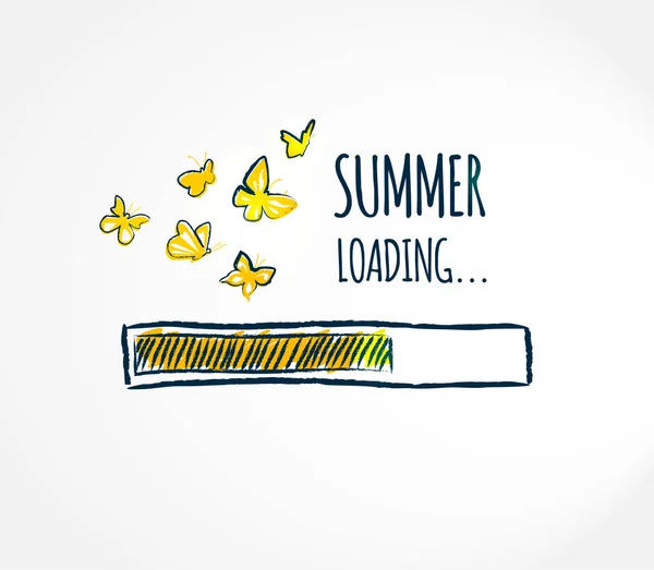 Summer Loading Concept Hello Summer Card Progress Bar Design Creative — Stock Vector