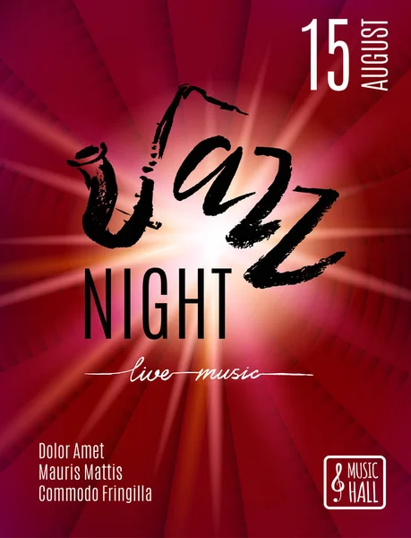 Jazz Nightl Modèle Fond Affiche Brochure Affiche Typographique Dessinée Main — Image vectorielle