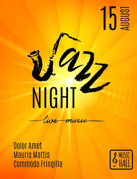 Jazz Nightl Modelo Fundo Cartaz Folheto Tipográfico Desenhado Mão Cartaz — Vetor de Stock