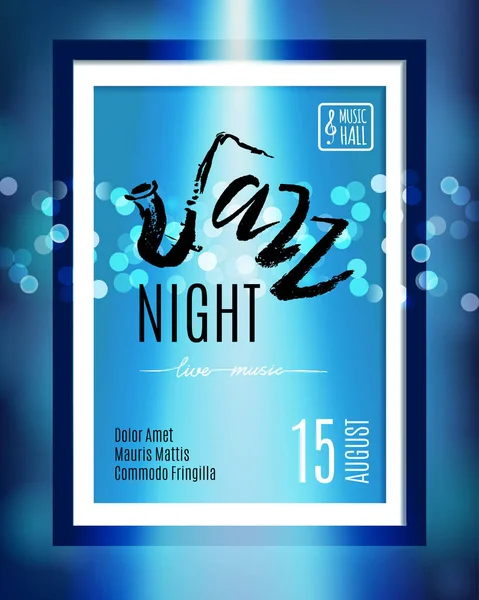 Jazz Nightl Modèle Fond Affiche Brochure Affiche Typographique Dessinée Main — Image vectorielle