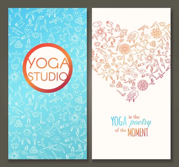 Mal Flyers Yogaklasse Med Doodle Vektorelementer Yoga Sitat – stockvektor