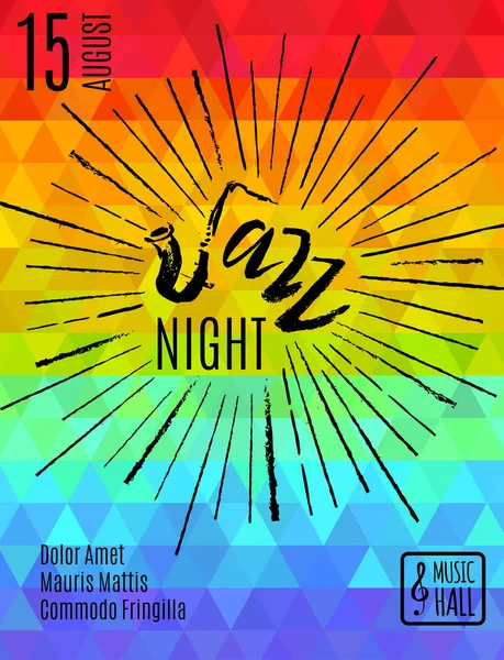 Jazz Nightl Modelo Fundo Cartaz Folheto Tipográfico Desenhado Mão Cartaz — Vetor de Stock