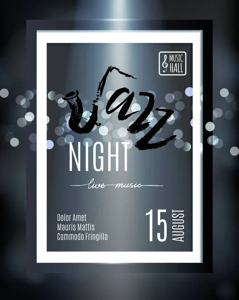 Jazz Night Modèle Fond Affiche Brochure Affiche Typographique Dessinée Main — Image vectorielle