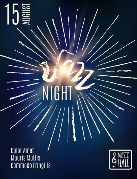 Jazz Night Poster Sullo Sfondo Volantino Tipografico Poster Disegnato Mano — Vettoriale Stock