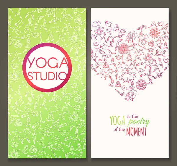 Flyers Template Yoga Class Doodle Vector Elements Yoga Quote — Stock Vector