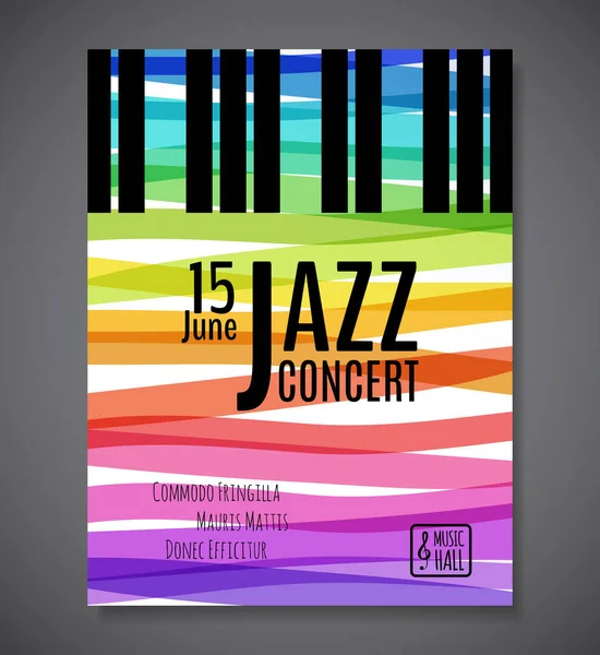 Fundo Concerto Música Jazz Ilustração Vetorial Teclado Evento Musical Flyer — Vetor de Stock