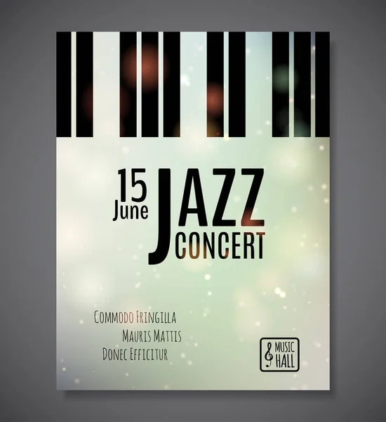 Fundo Concerto Música Jazz Ilustração Vetorial Teclado Evento Musical Flyer — Vetor de Stock