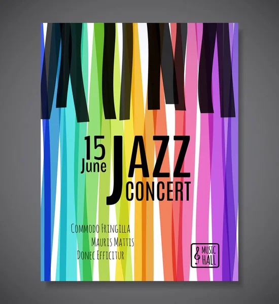 Fundo Concerto Música Jazz Ilustração Vetorial Teclado Evento Musical Flyer —  Vetores de Stock
