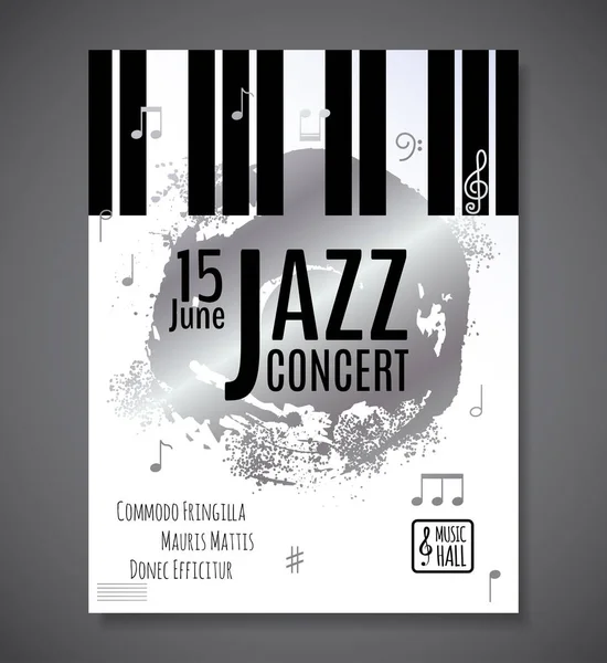 Fundo Concerto Música Jazz Ilustração Vetorial Teclado Evento Musical Flyer — Vetor de Stock