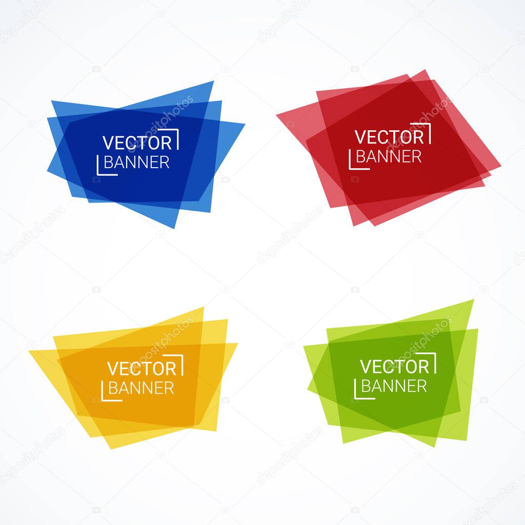 Vector colorful banners set. Advertising Design shape. Speech talking cloud. Label tag.