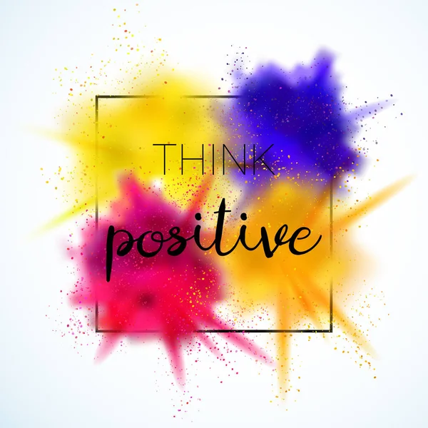 Think Positive Inspirational Quote Bright Colorful Background Vector Illustration — Stock Vector