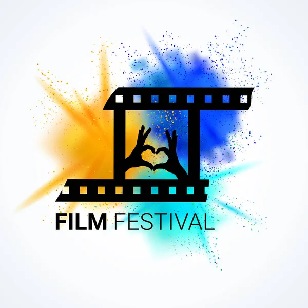 Emblema Del Festival Cine Cartel Película Diseño Del Logotipo Emblema — Vector de stock
