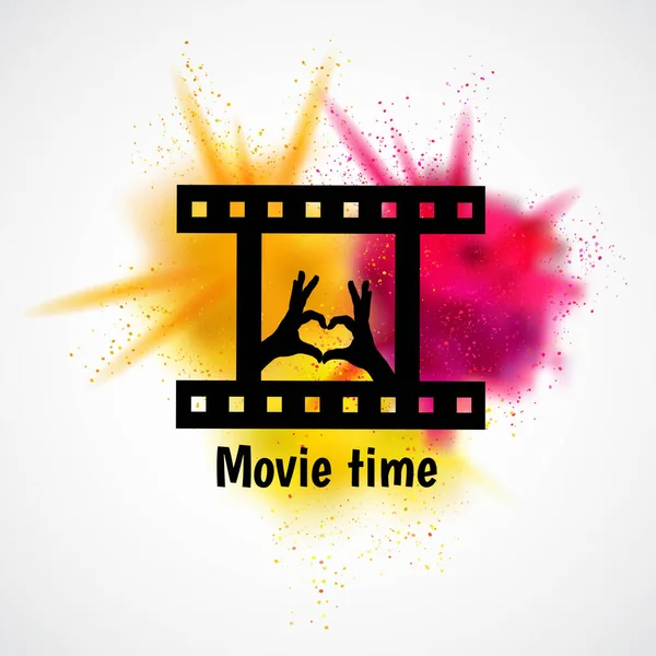 Hora Filme Design Logotipo Emblema Filme Cartaz Festival Cinema Modelo — Vetor de Stock