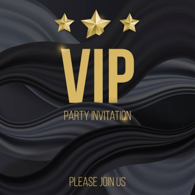 VIP parti davetiye tasarım şablonu kartlar, posterler, afişler, afişler için. Zarif Siyah arkaplan. Vektör illüstrasyonu