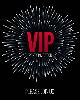 VIP parti davetiye tasarım şablonu kartlar, posterler, afişler, afişler için. Zarif Siyah arka plan. Vektör illüstrasyonu