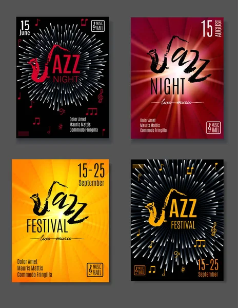 Cartaz Festival Jazz Blues Fundo Musical Modelo Panfleto Concerto Projeto —  Vetores de Stock