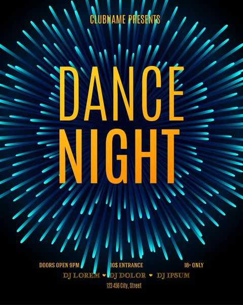 Шаблон Нічного Плакату Dance Night Сучасний Клубний Музичний Флаєр Брошура — стоковий вектор