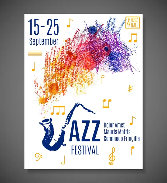 Cartaz Festival Jazz Blues Fundo Musical Modelo Panfleto Concerto Projeto —  Vetores de Stock