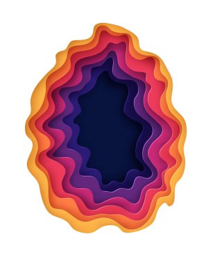 Soyut kağıt kesimi arka plan. Renkli katmanlı vektör deliği 3d illüstrasyon. 