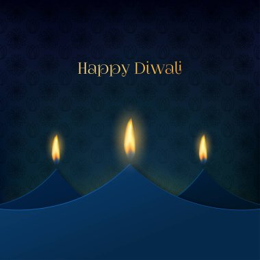 Kâğıttan yapılmış şekillendirilmiş gaz lambalarıyla mutlu bayramlar dilerim. Mutlu Diwali kartları. Vektör illüstrasyonu