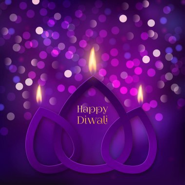 Kâğıttan yapılmış şekillendirilmiş gaz lambalarıyla mutlu bayramlar dilerim. Mutlu Diwali kartları. Vektör illüstrasyonu