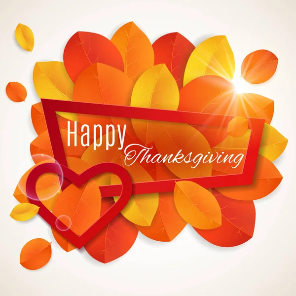 Thanksgiving Background Vector Autumn Leaves Happy Thanksgiving Banner — Stock Vector