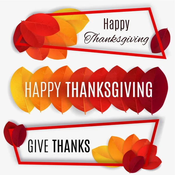 Happy Thanksgiving Banner Thanksgiving Background Vector Autumn Leaves — Stock Vector