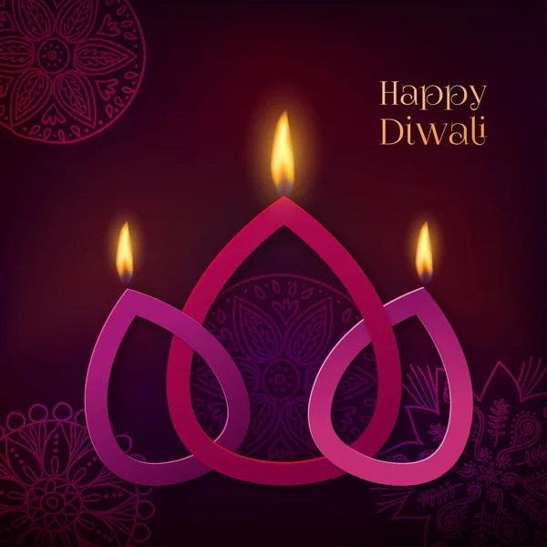 Χαρούμενο Εορταστικό Φόντο Diwali Στυλιζαρισμένο Λάμπες Πετρελαίου Από Χαρτί Χαρούμενη — Διανυσματικό Αρχείο