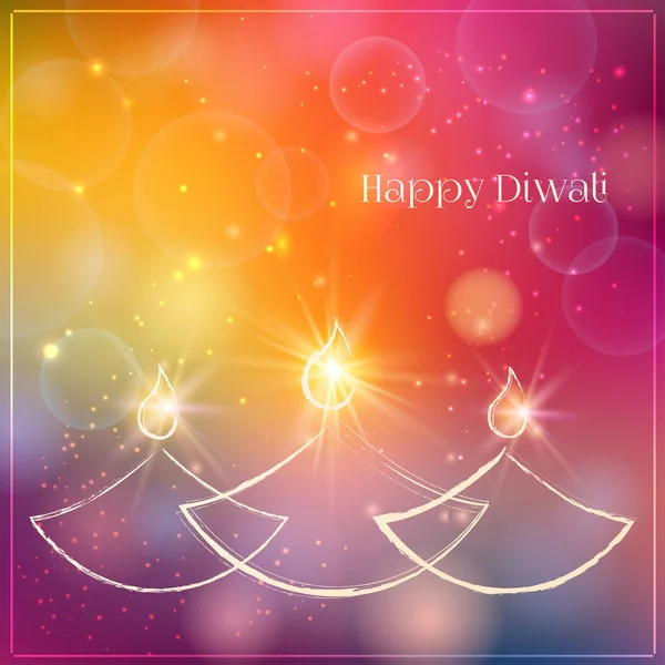 Happy Diwali Sfondo Festivo Con Lampade Olio Stilizzate Buon Diwali — Vettoriale Stock