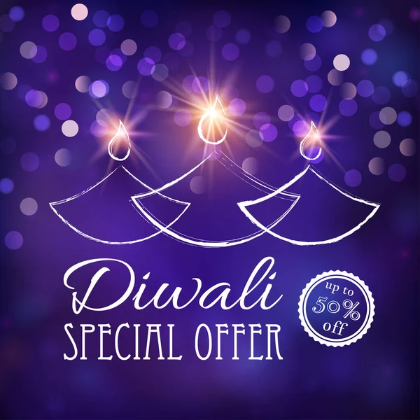 Diwali Sale Diwali Oferta Specjalna Tło Karta Happy Diwali Stylizowanymi — Wektor stockowy