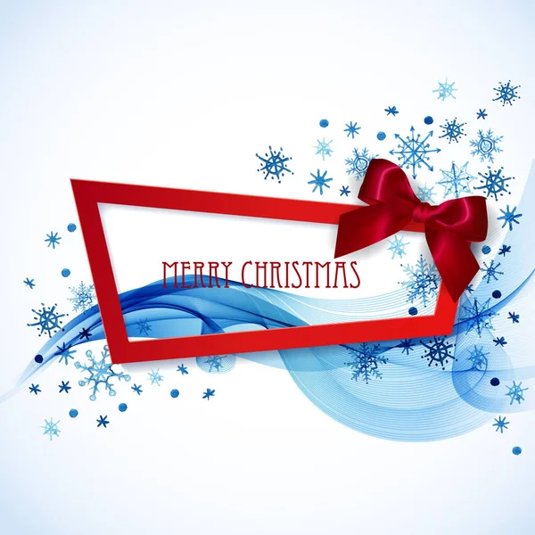 Merry Christmas Banner Christmas Festive Background Watercolor Snowflakes Realistic Red — Stock Vector