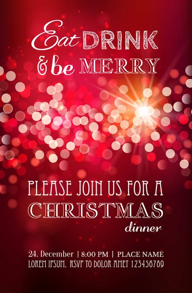 Weihnachtsfeier Oder Dinnereinladung Plakat Flyer Grußkarte Menüvorlage Vektorillustration — Stockvektor