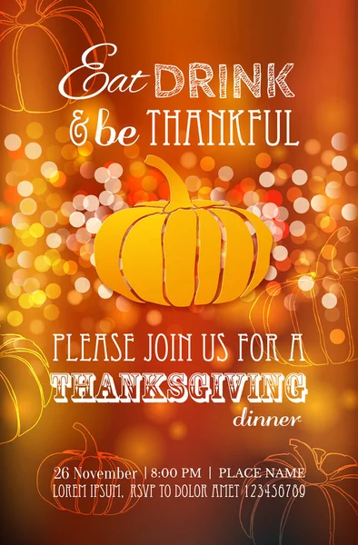 Invitation Design Thanksgiving Dinner Party Vector Template Can Used Poster Royalty Free Stock Illustrations