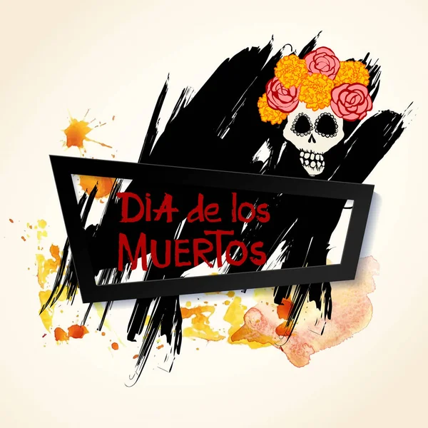 Dia Los Muertos Dag Van Dood Spandoek Met Schedel Bloemen Vectorbeelden