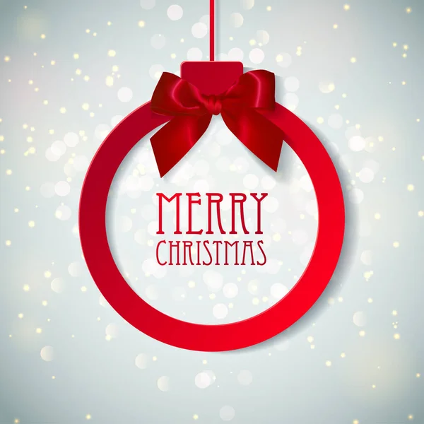Buon Natale Sfondo Festivo Con Palla Natale Carta Fiocco Realistico — Vettoriale Stock
