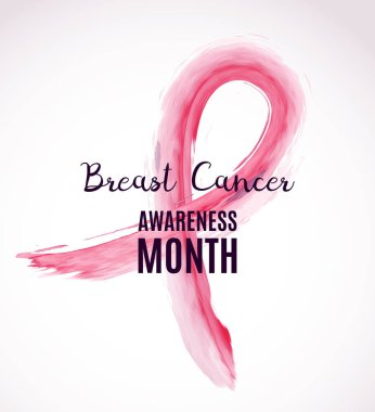  Meme kanseri farkındalığı ay sonu. Vektör suluboya pembe kurdele