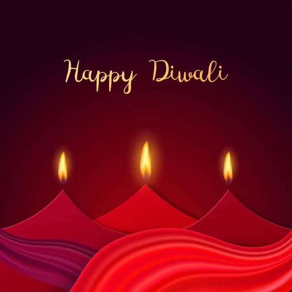 Fondo Festivo Diwali Feliz Con Lámparas Aceite Estilizadas Hechas Papel — Archivo Imágenes Vectoriales