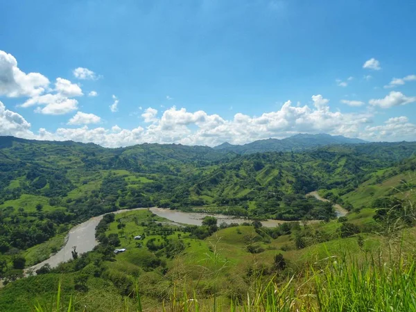 Vue Panoramique Impressionnante Sur Rivière Cauca Vallée Qui Forme Entre — Photo