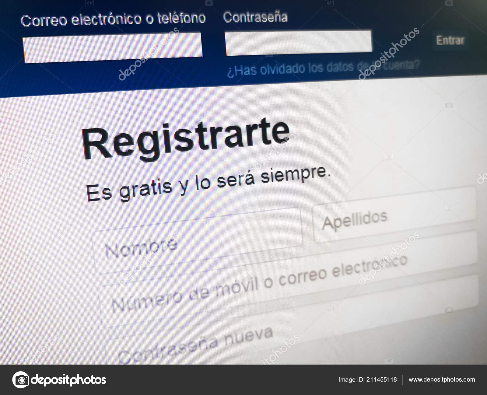 Register Free Always Facebook Login Form Registration Page Names Email Stock Editorial Photo C Davidbautista